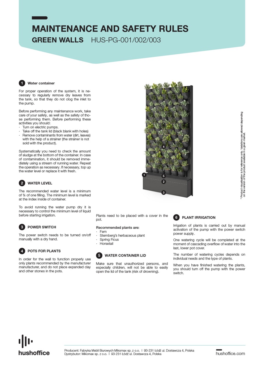 Image showcasing Green Walls - Maintenance and safety rules | File details | Haworth